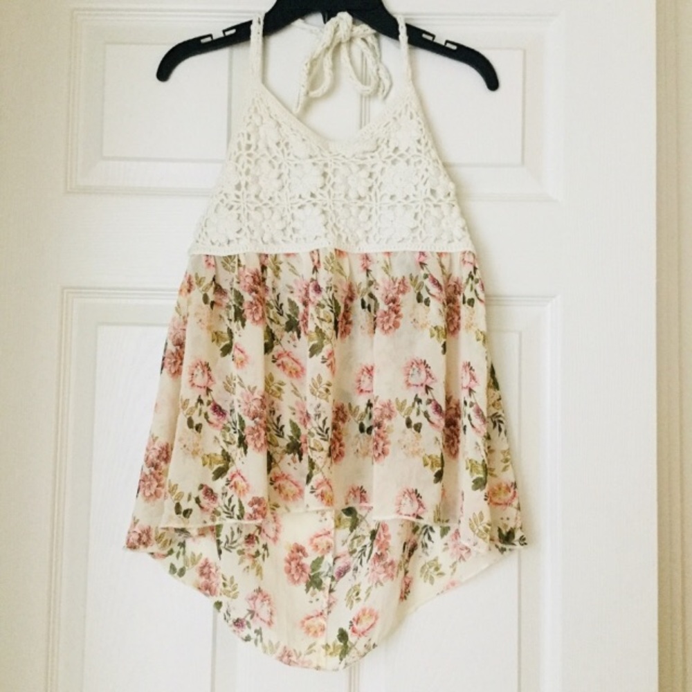 SALE! Pacsun Floral Crochet Halter Top